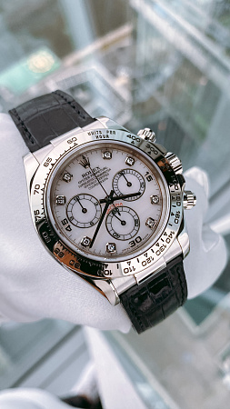 Часы Rolex Daytona 18K White Gold Diamonds 40 116519