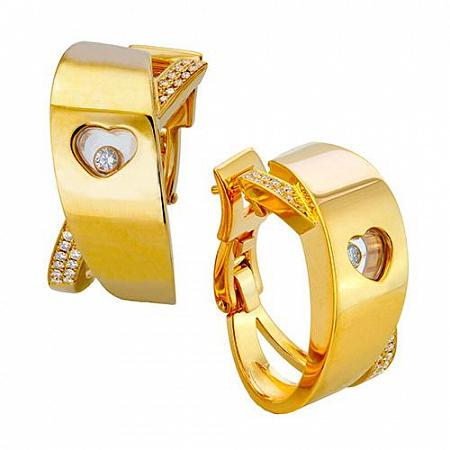 Серьги Chopard Happy Diamonds из желтого золота 750 пробы с бриллиантами 0.17 карата