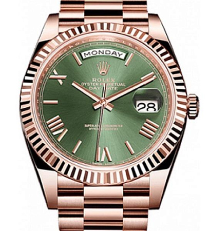 Часы Rolex Day-Date 40 228235 18K Rose Gold Olive Green Dial