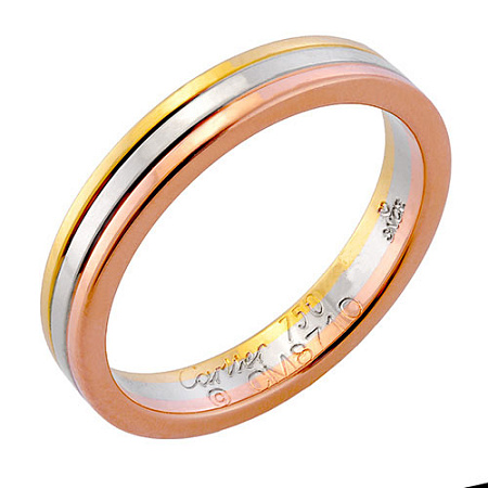 Кольцо Cartier Trinity из белого, желтого и розового золота 16.75(53) размер