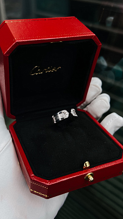 Кольцо Cartier Double C Logo Cartier из белого золота с бриллиантами 16.25(51) размер