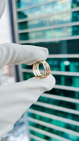 Кольцо Cartier Trinity из белого, желтого и розового золота 16.75(53) размера