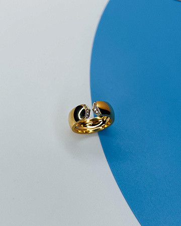 Кольцо Cartier Double C Logo Cartier из желтого золота с бриллиантами 16.25 размер