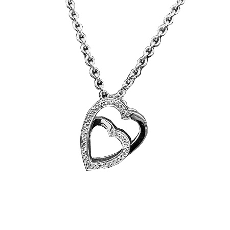 Колье Cartier Double Heart Diamond из белого золота с бриллиантами