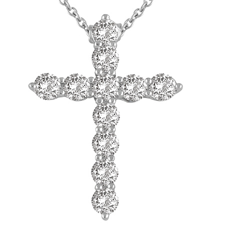 Колье Крест из белого золота с бриллиантами